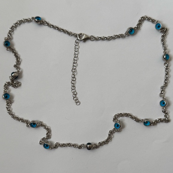 Jewelry - 🧿925 Silver 2mm double sided evileye necklace chain 925 silver